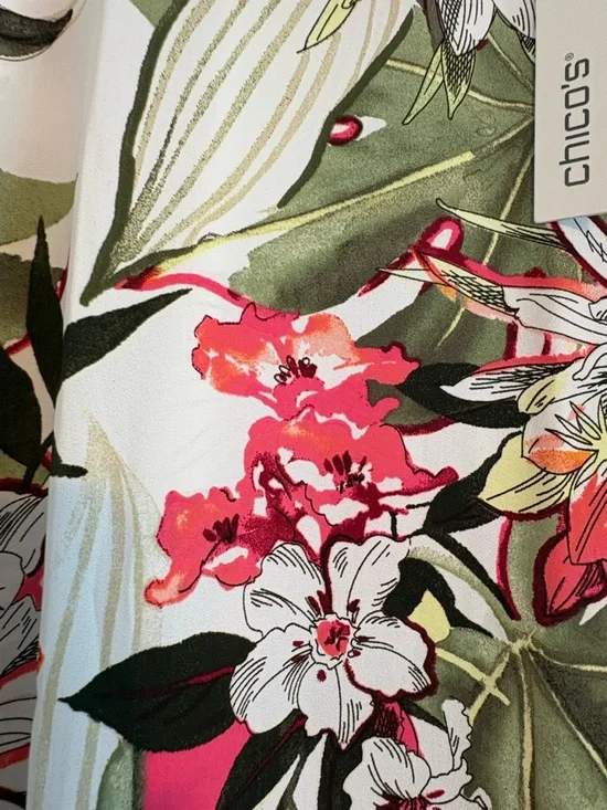 NWT Chicoâs Statement Poncho Primordial Forest Print Lightweight Resort Wear - Picture 8 of 8